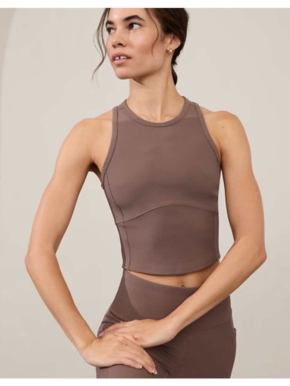 New Athleta XS Salutation Rib Mix Tank Smoky Rose X-Small